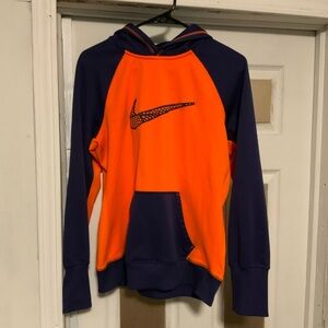 Nike Hoodie Thermafit Kids Bold Orange and Navy Hoodie
